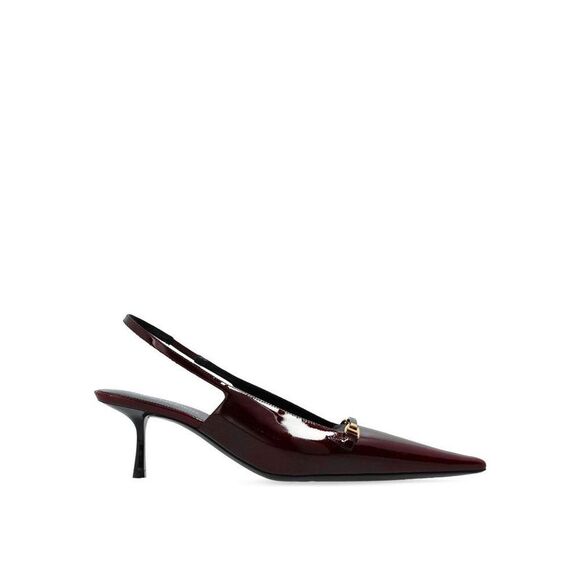 Saint Laurent Calfskin Mid Heel Pumps Women Burgundy - Picture 1 of 4